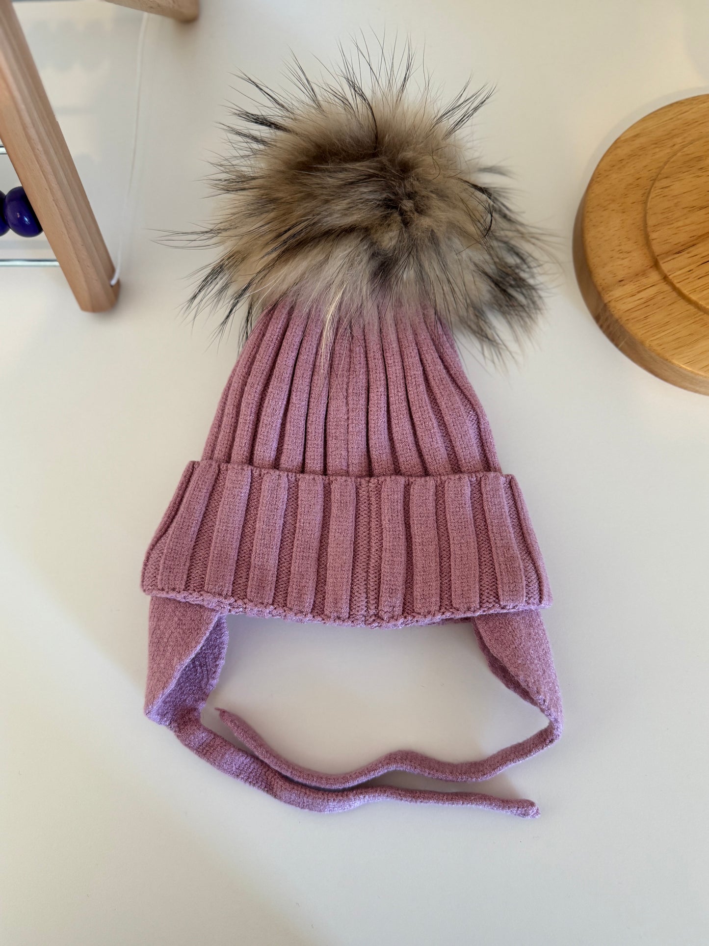 Bonnet Enfant en Laine et Cachemire avec Pompon Naturel