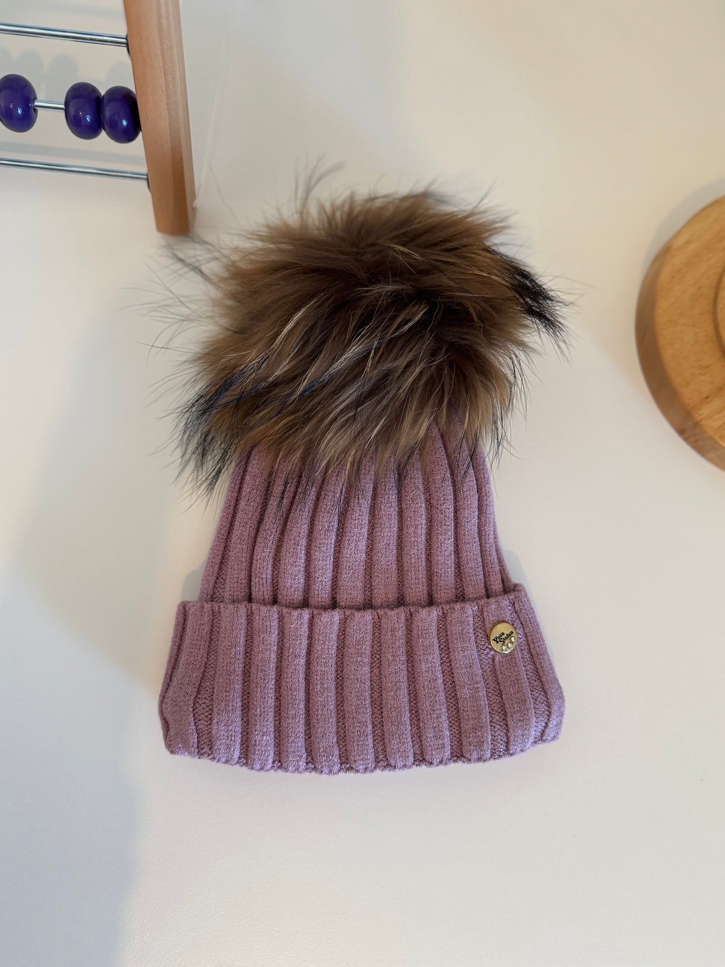 Bonnet Enfant en Laine et Cachemire avec Pompon Naturel