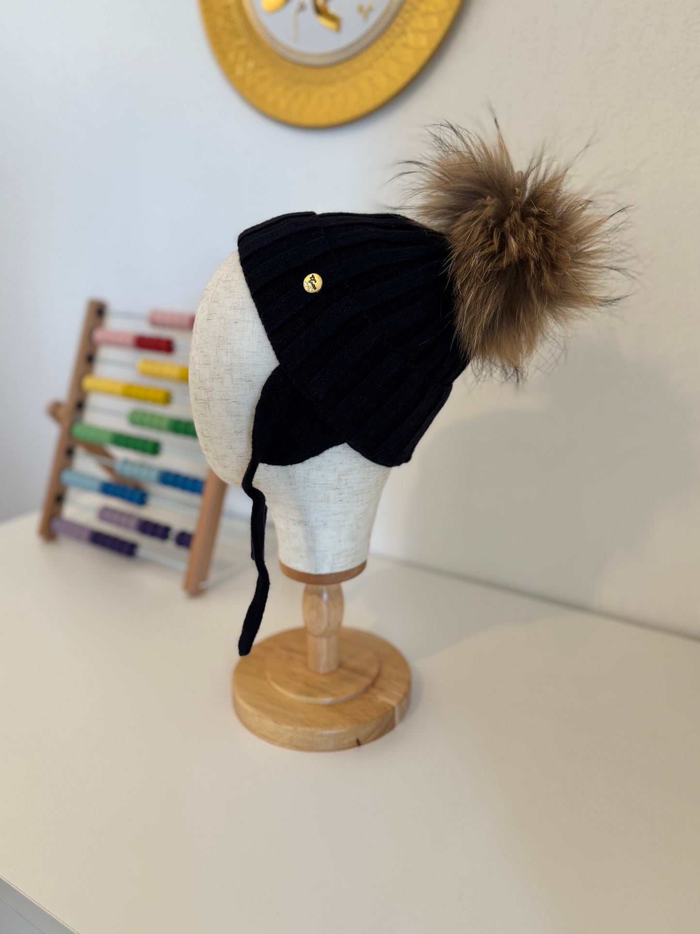 Bonnet Enfant en Laine et Cachemire avec Pompon Naturel