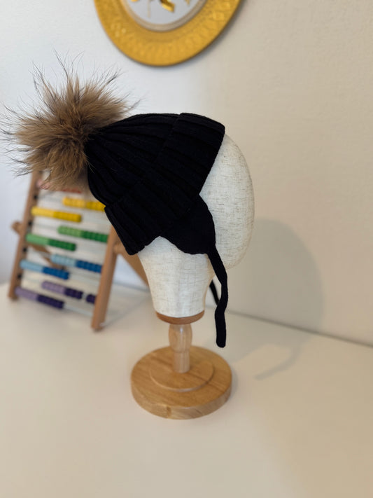 Bonnet Enfant en Laine et Cachemire avec Pompon Naturel