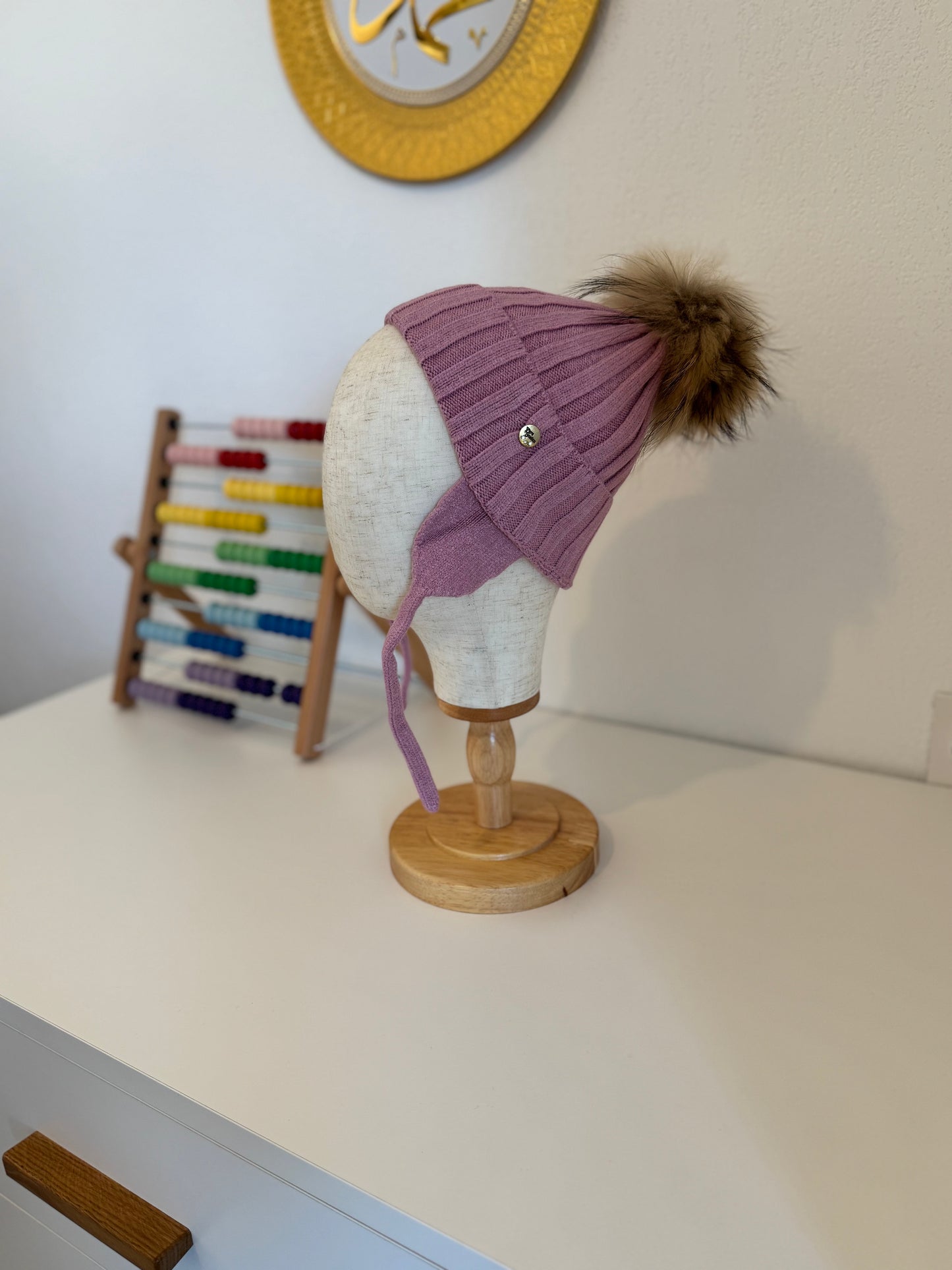 Bonnet Enfant en Laine et Cachemire avec Pompon Naturel