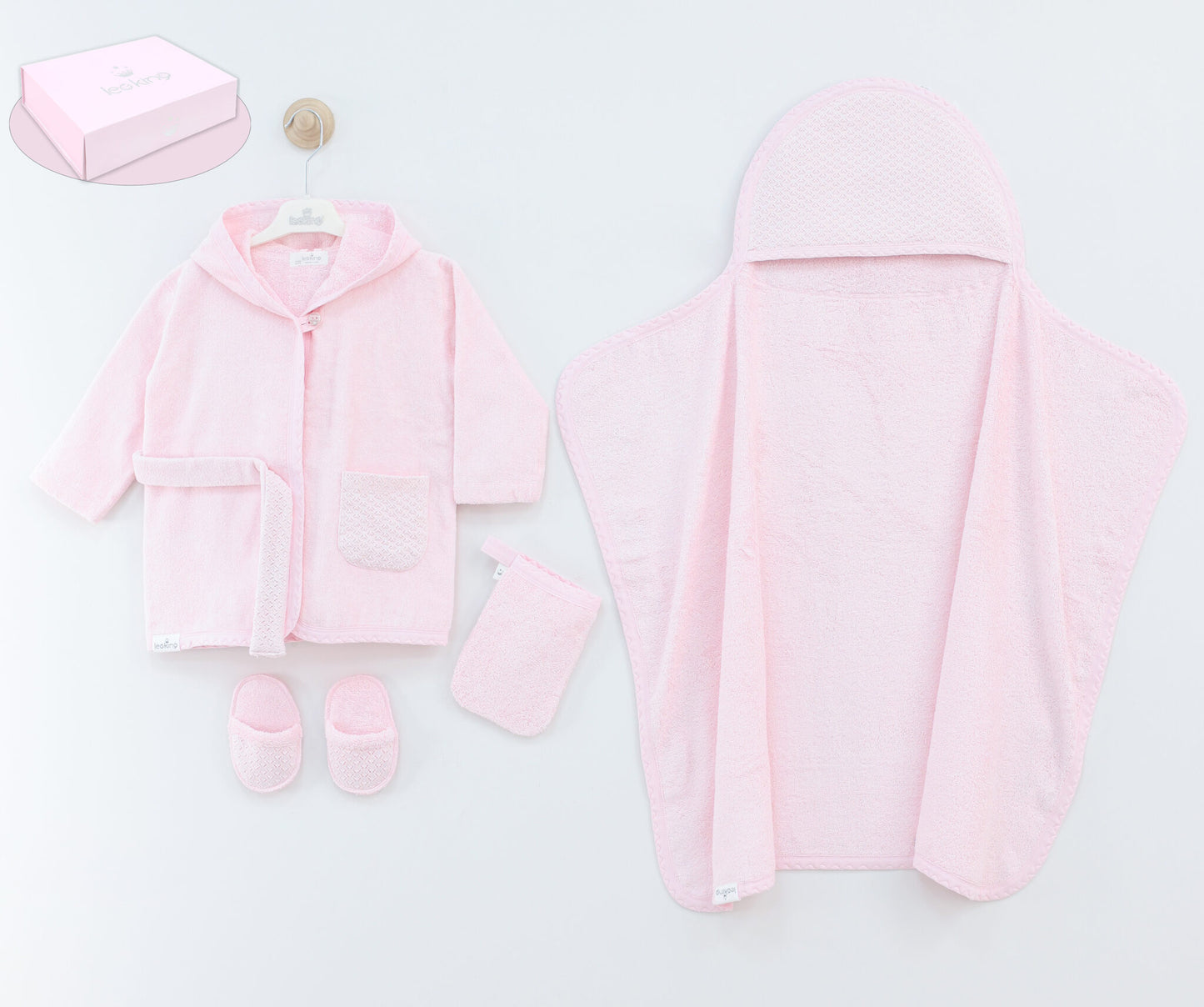 Ensemble de peignoir pour bébé fille – Rose
