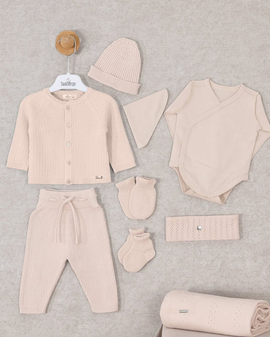 Ensemble bébé nouveau-né 9 pièces – Beige